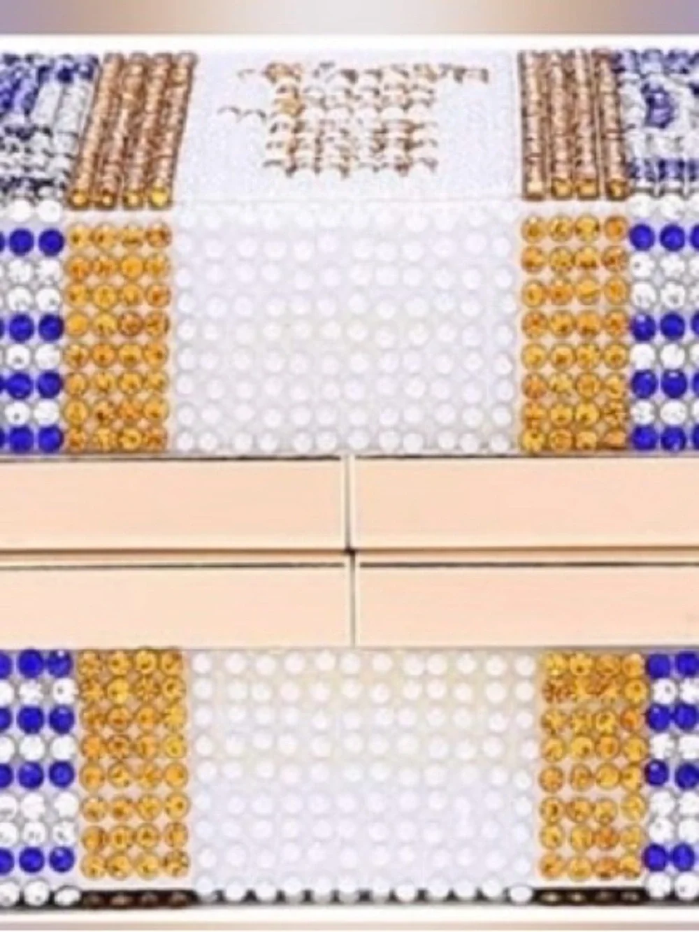 Beaded Money Band Clutch in Blue, White & Gold